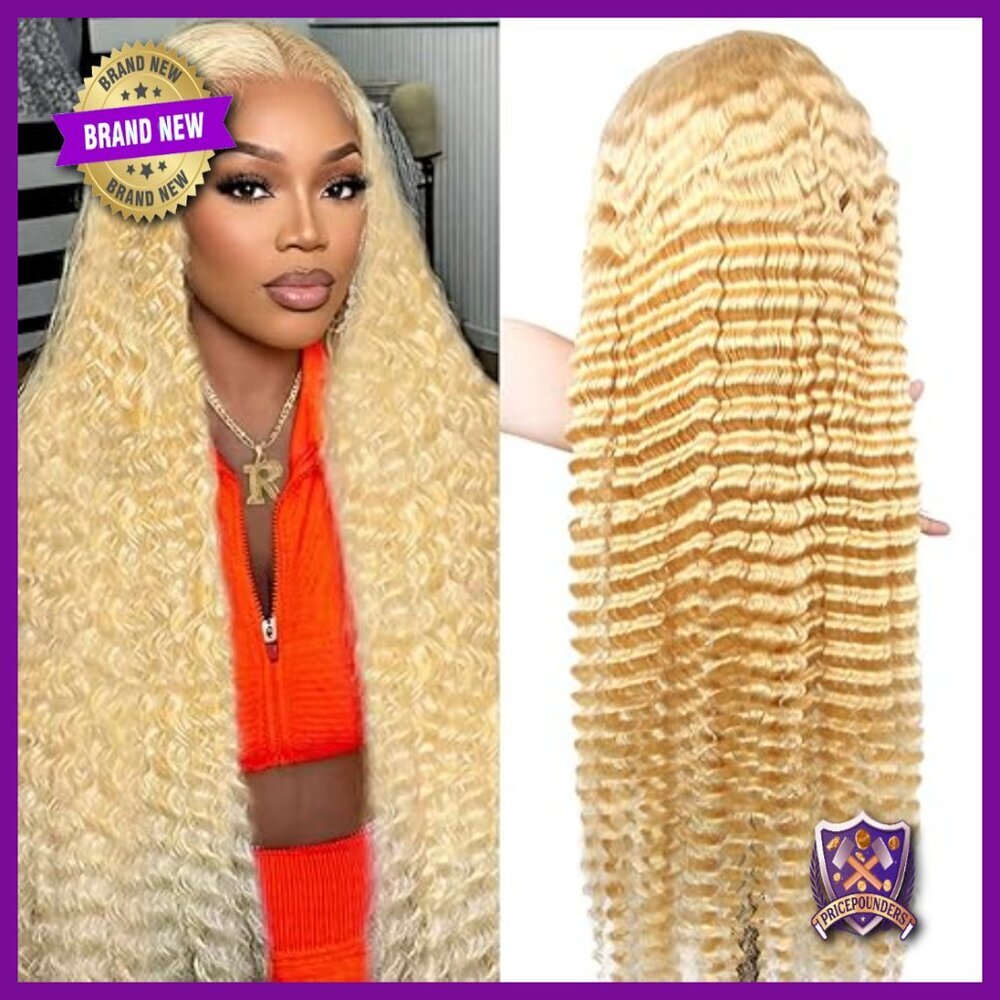 32 Inch Human Hair Lace Front Wig 200% Density Deep Wave Pre Plucked
